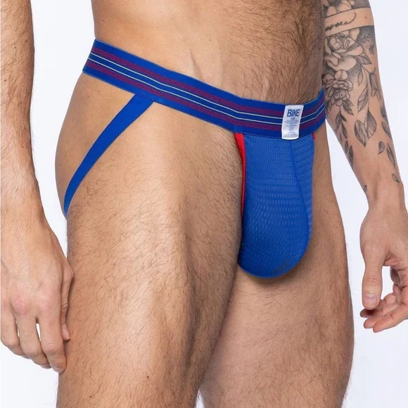 BIKE Men's Athletic Mesh Jockstrap - Royal Blue, Large - Picture 2 of 6